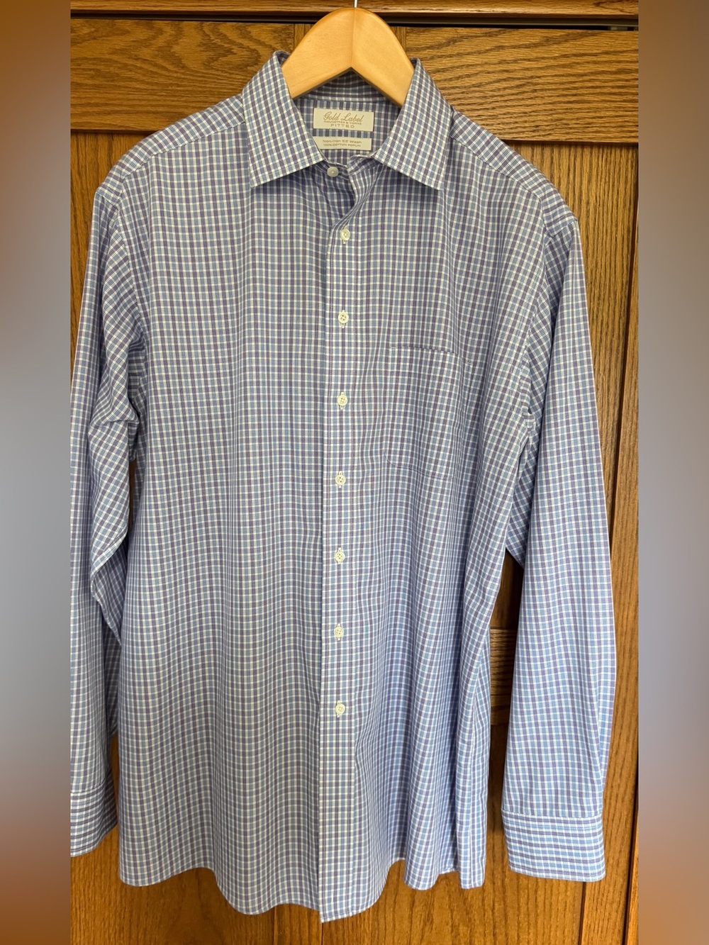 Roundtree & Yorke Blue and Purple Checked Dress Shirt